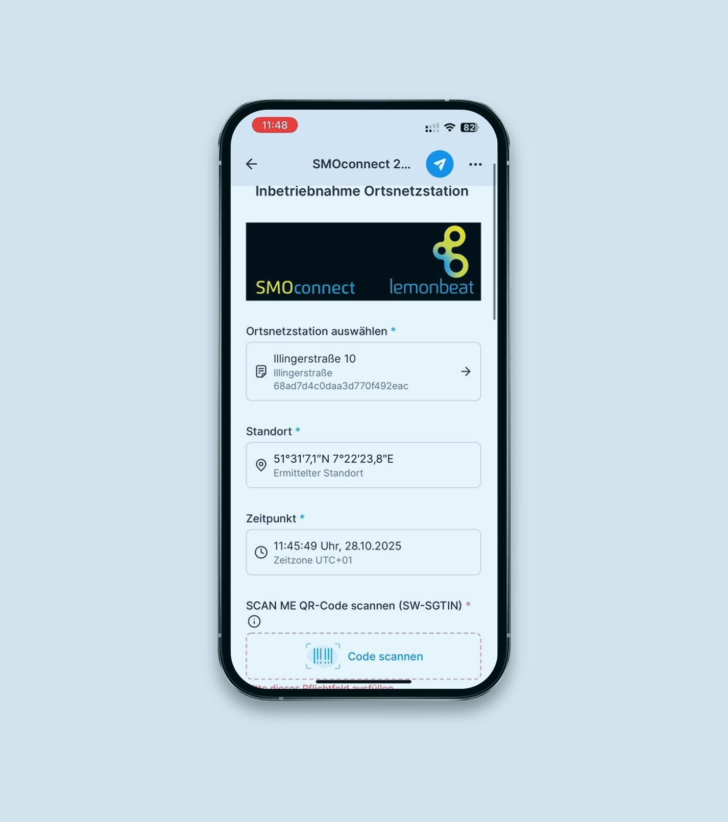 SMO Connect auf einem Smartphone
